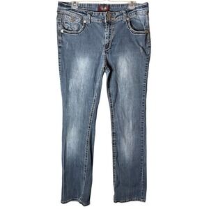 Y2K Vintage Embroidered Angels Bootcut Jeans Womens 14 Blue Streetwear 2000s